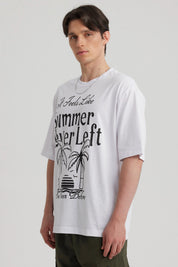 Polera Hombre Print Oversize Blanco