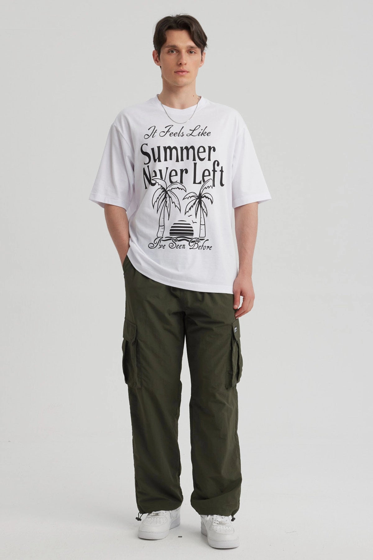 Polera Hombre Print Oversize Blanco