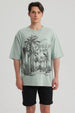 Polera Hombre Print Oversize Verde