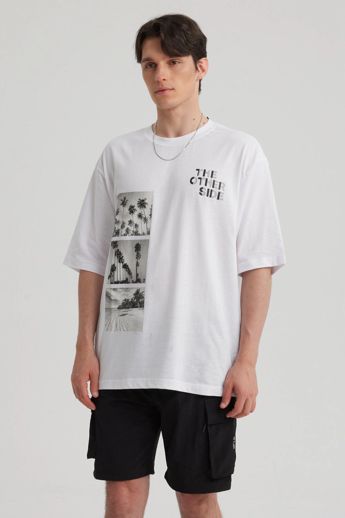 Polera Hombre Print Oversize Blanco