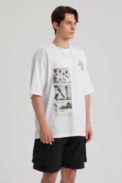Polera Hombre Print Oversize Blanco