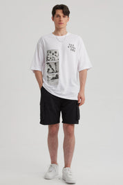 Polera Hombre Print Oversize Blanco