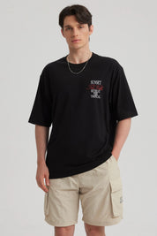 Polera Hombre Print Oversize Negro