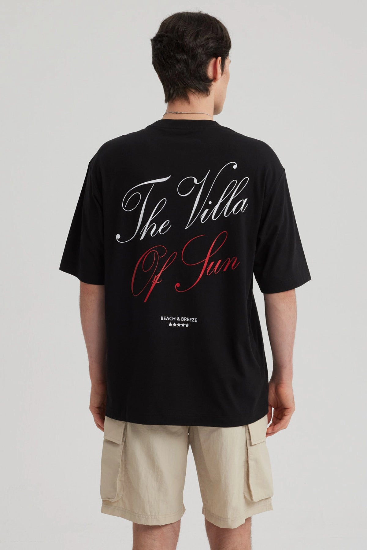 Polera Hombre Print Oversize Negro