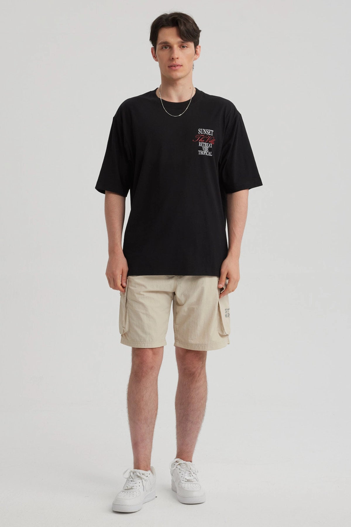 Polera Hombre Print Oversize Negro