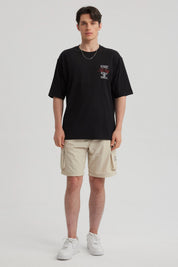 Polera Hombre Print Oversize Negro