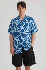 Camisa Hombre Cuello Cubano Rapport Azul