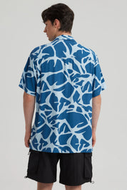 Camisa Hombre Cuello Cubano Rapport Azul