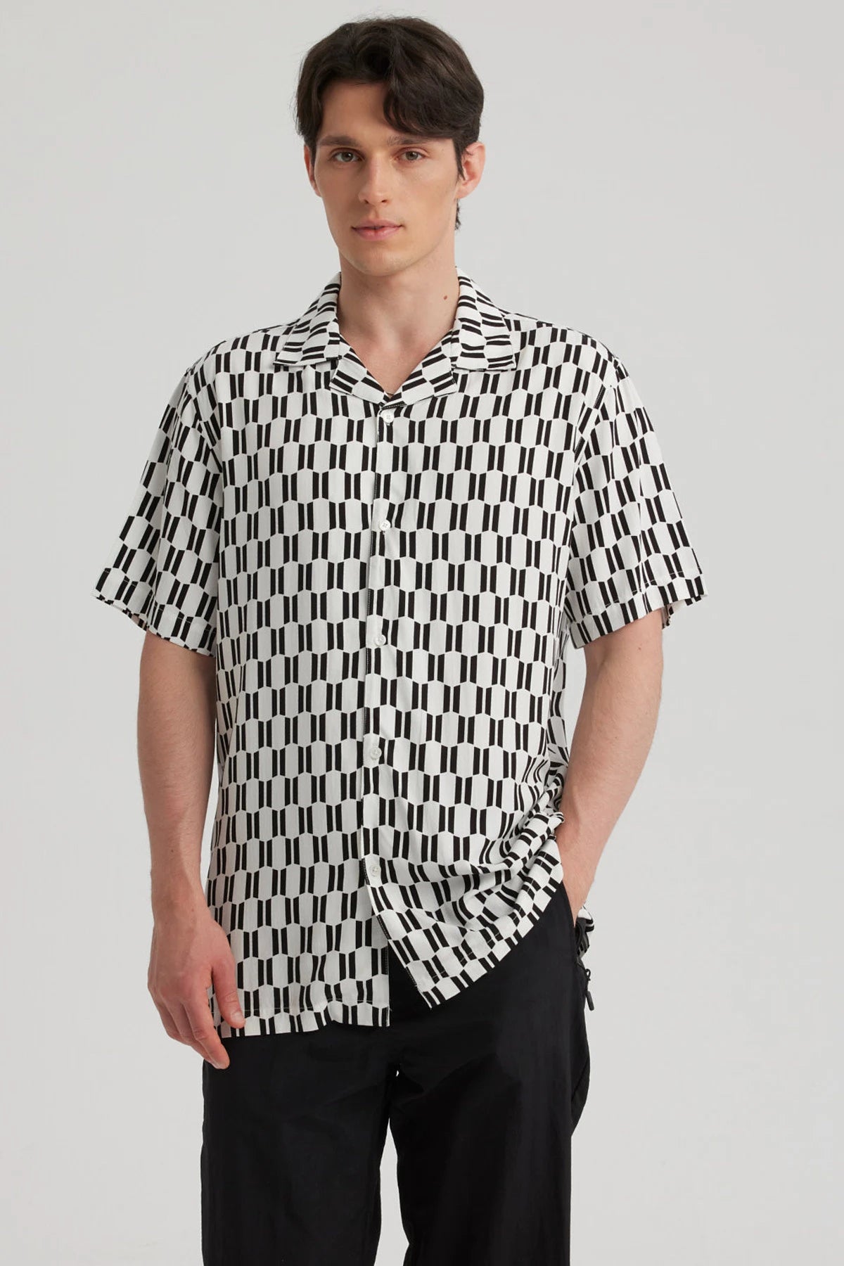 Camisa Hombre Cuello Cubano Rapport Blanco