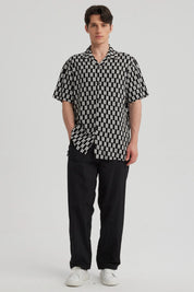 Camisa Hombre Cuello Cubano Rapport Negro