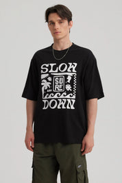Polera Hombre Print Oversize Negro