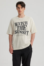 Polera Hombre Print Oversize Beige