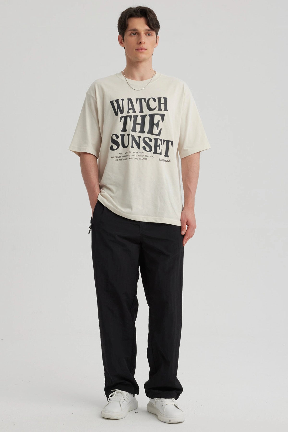 Polera Hombre Print Oversize Beige