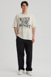 Polera Hombre Print Oversize Beige