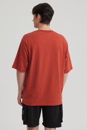 Polera Hombre Print Oversize Ocre