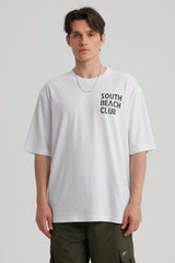 Polera Hombre Print Oversize Blanco