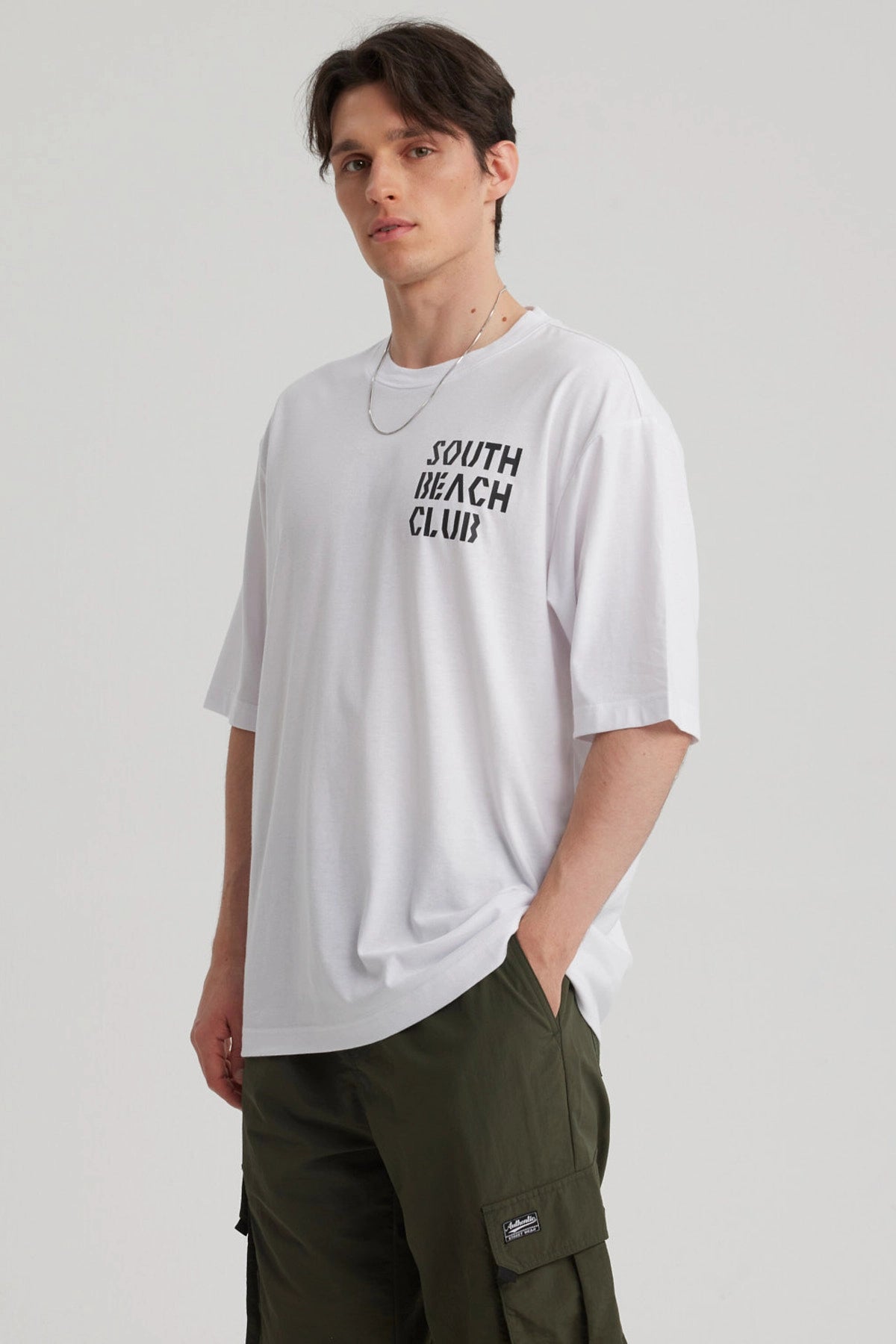 Polera Hombre Print Oversize Blanco