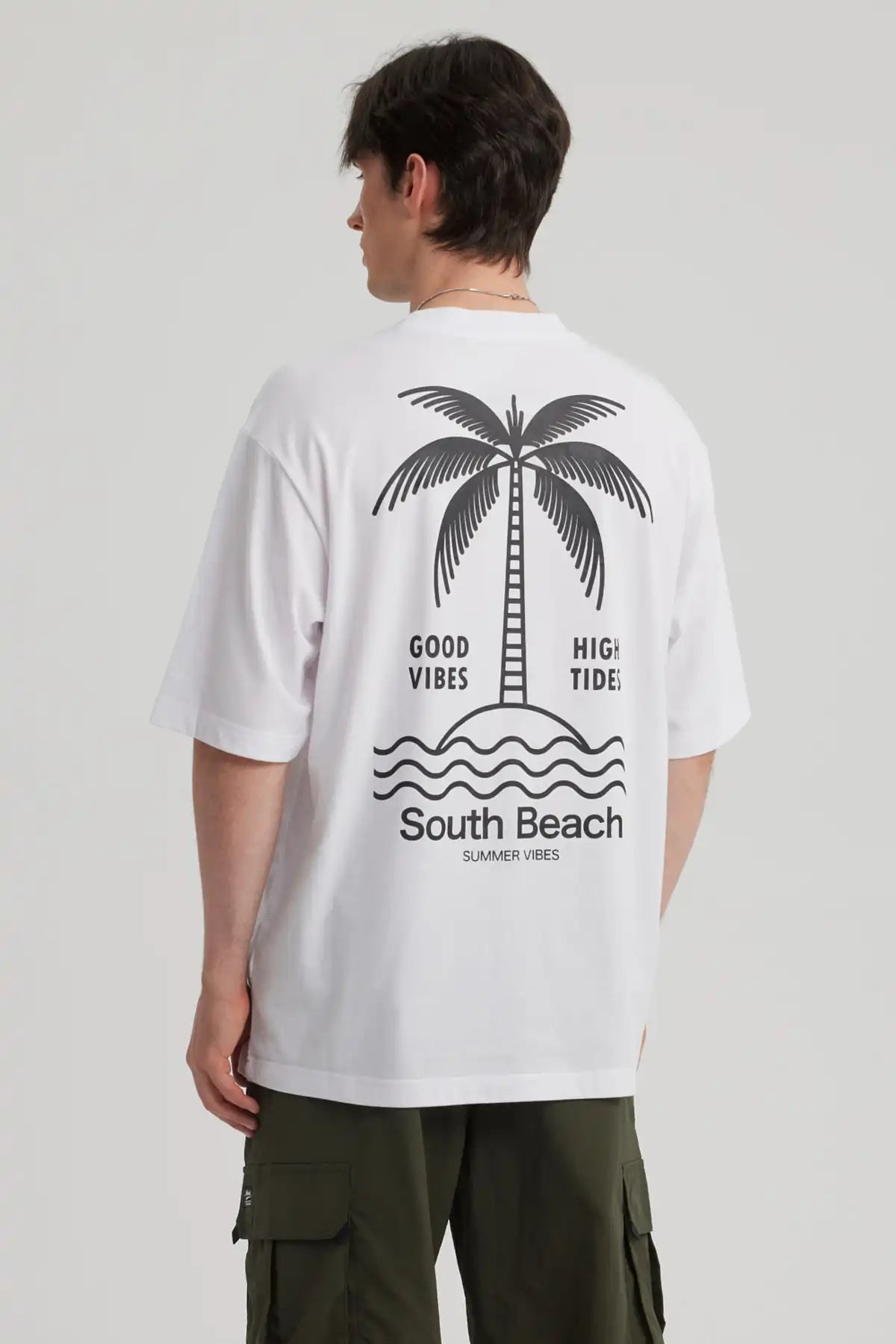 Polera Hombre Print Oversize Blanco