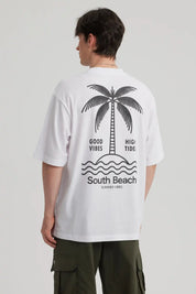 Polera Hombre Print Oversize Blanco