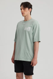 Polera Hombre Print Oversize Verde