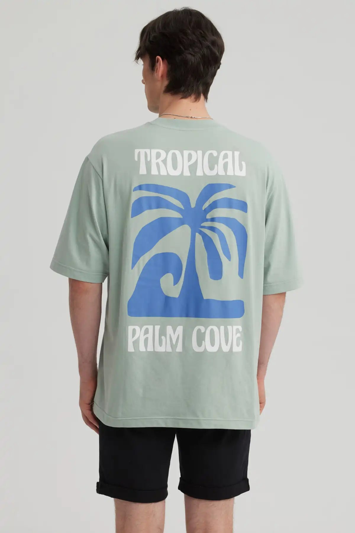 Polera Hombre Print Oversize Verde