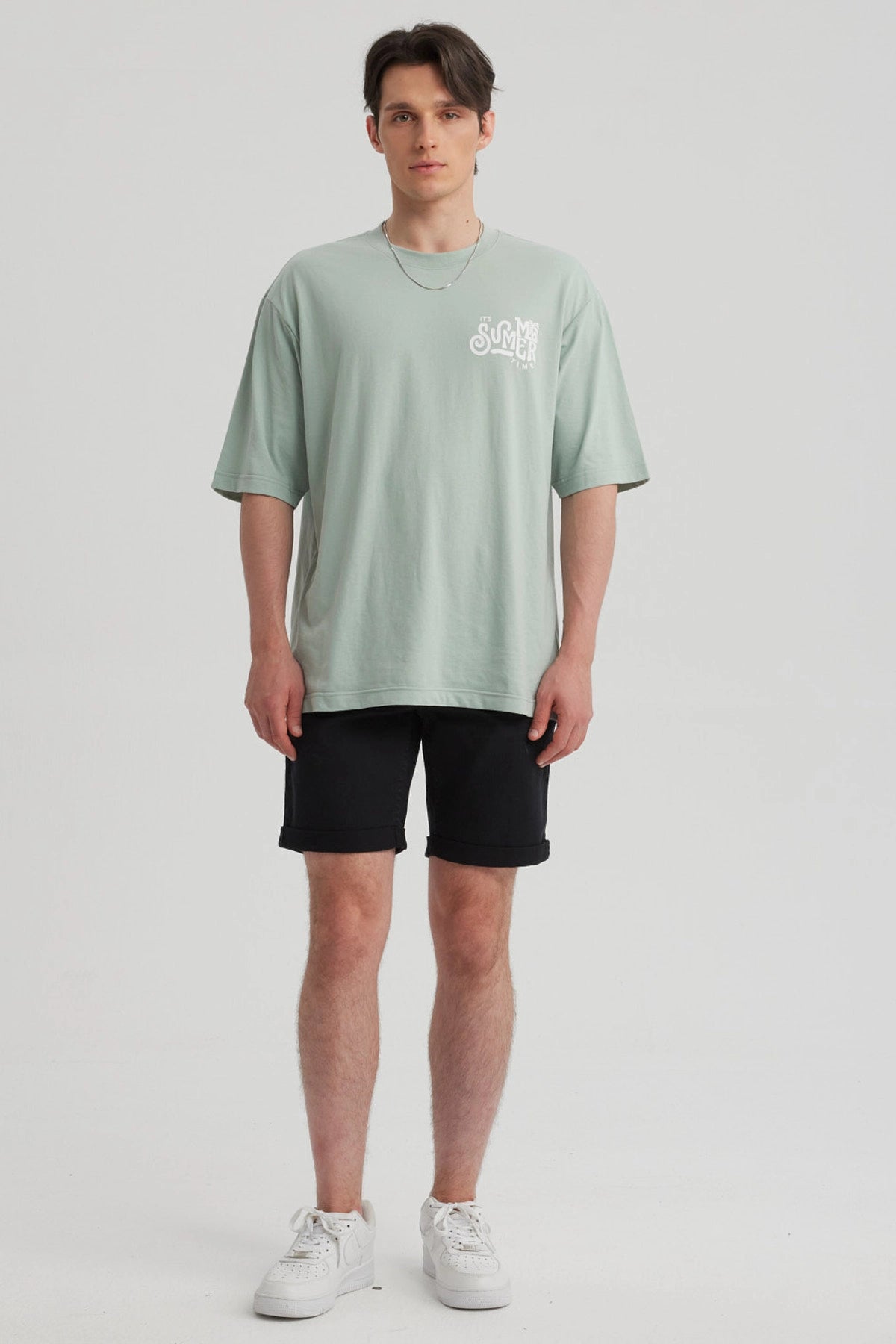 Polera Hombre Print Oversize Verde