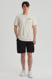 Polera Hombre Print Beach Crema