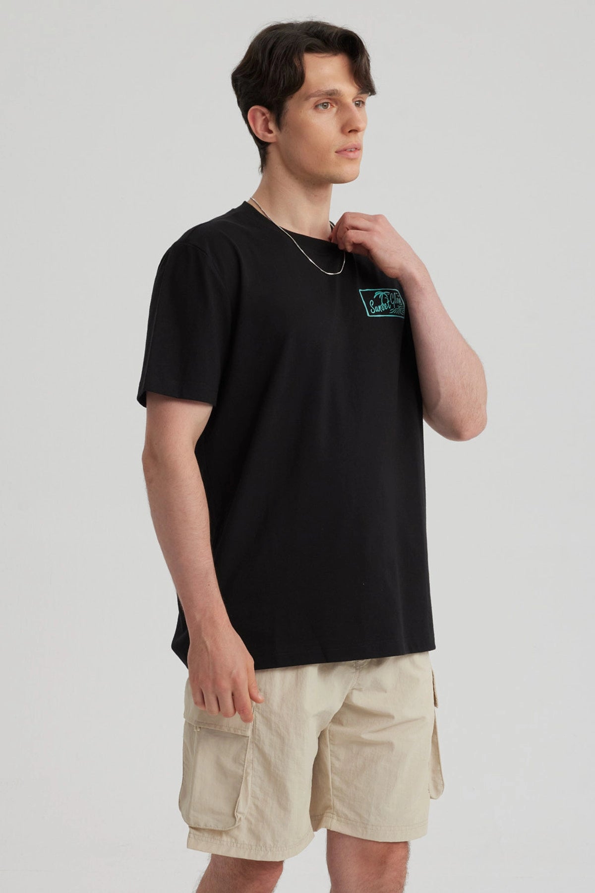 Polera Hombre Print Beach Negro