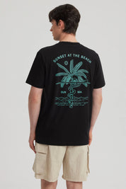 Polera Hombre Print Beach Negro