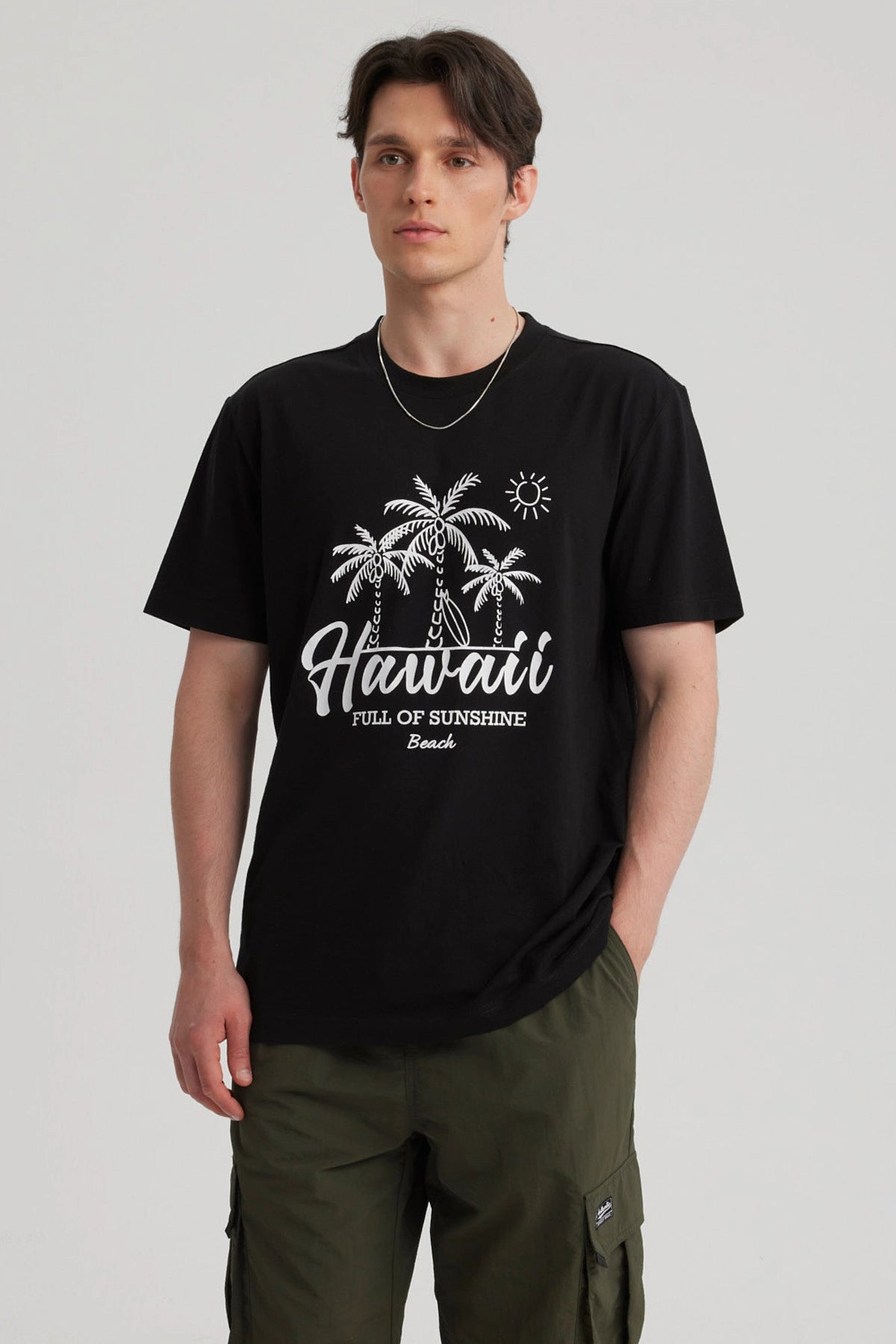 Polera Hombre Print Regular Fit Negro