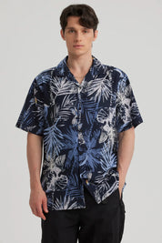 Camisa Hombre Cuello Cubano Rapport Azul