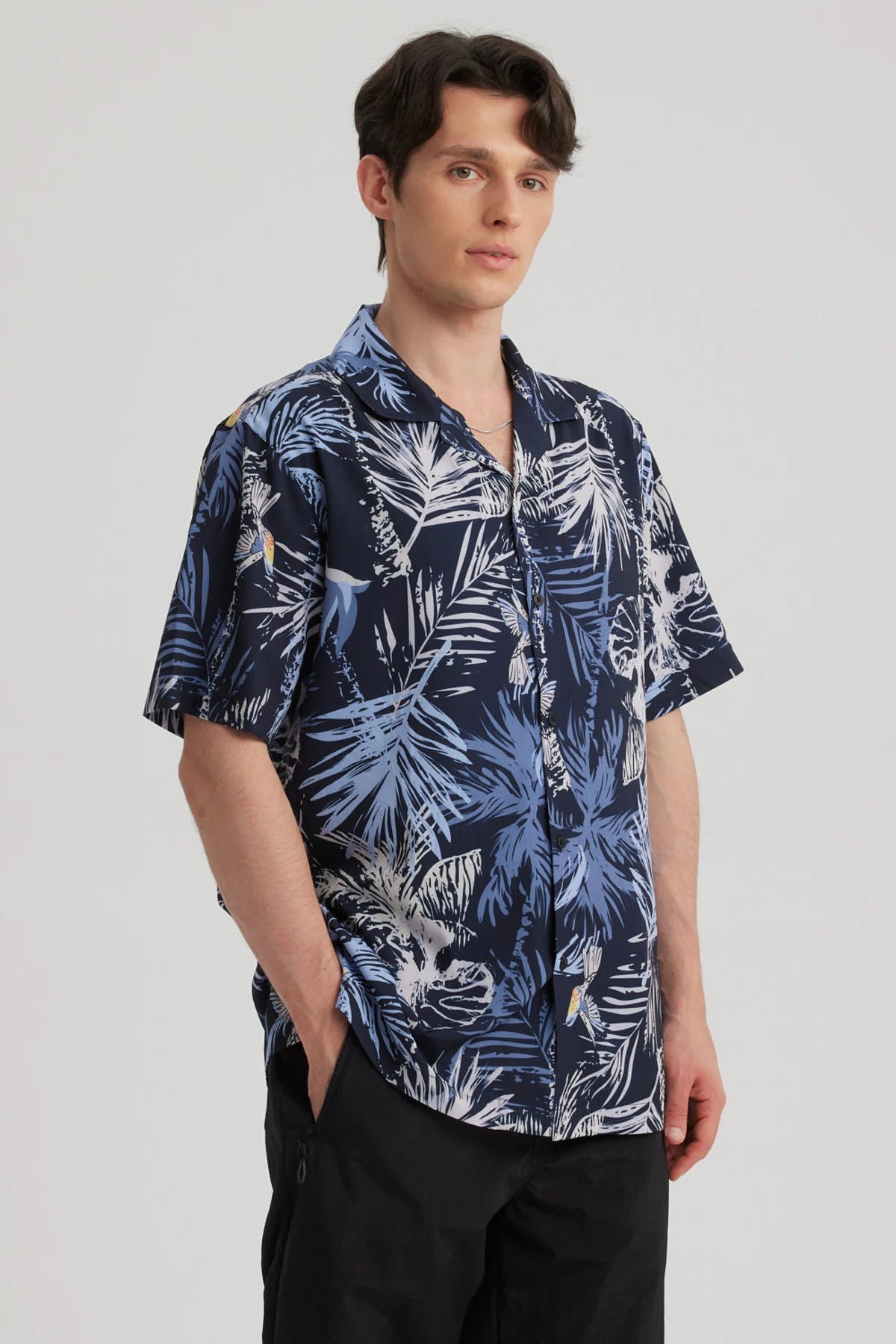 Camisa Hombre Cuello Cubano Rapport Azul