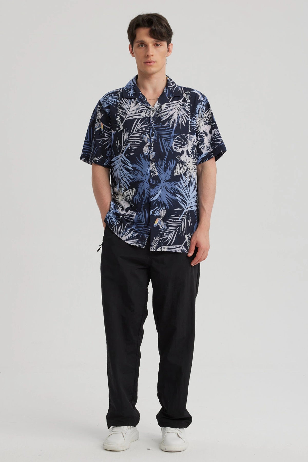 Camisa Hombre Cuello Cubano Rapport Azul