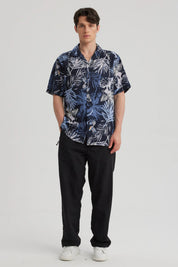 Camisa Hombre Cuello Cubano Rapport Azul