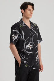 Camisa Hombre Cuello Cubano Rapport Negro