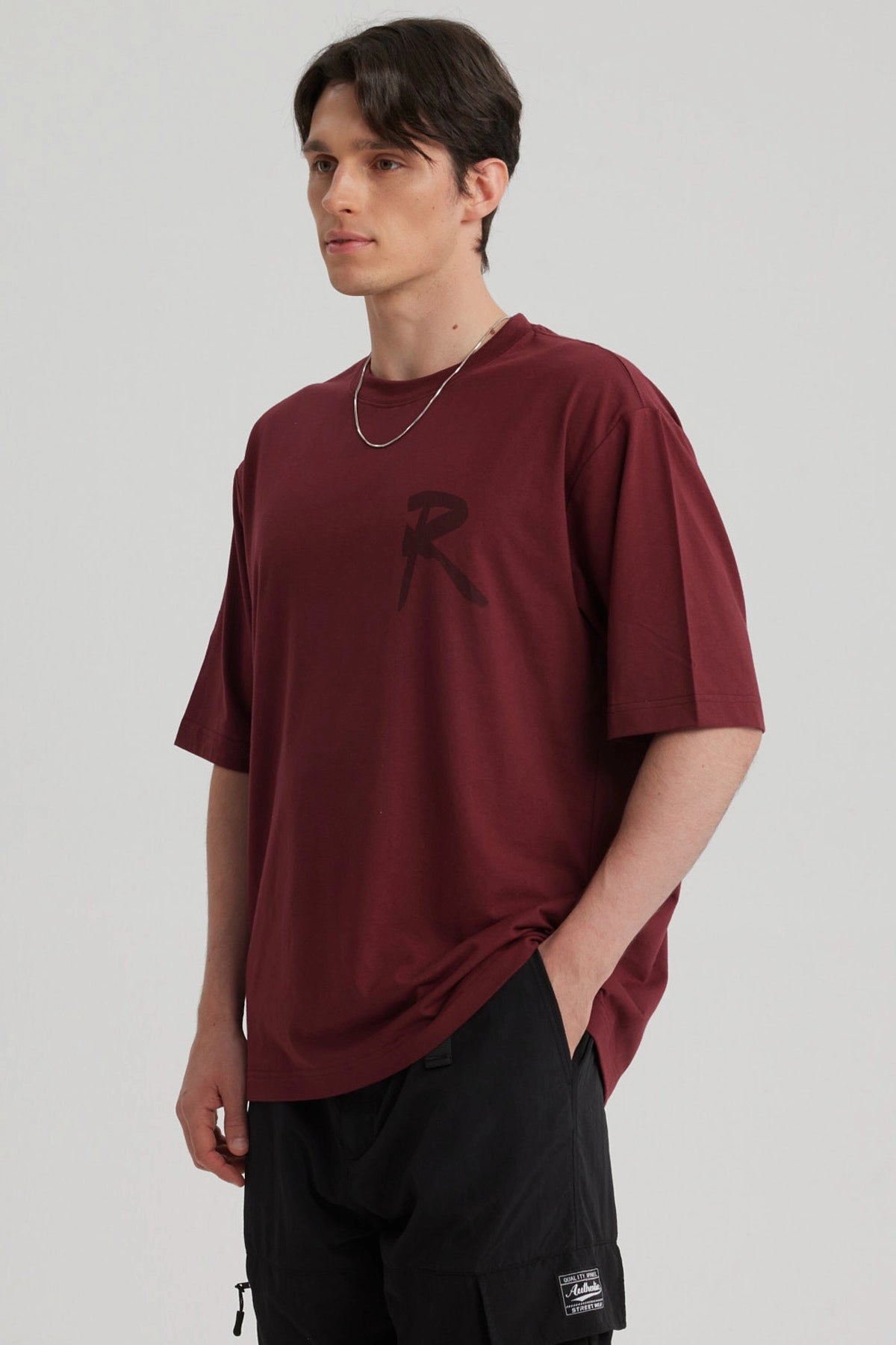Polera Hombre Oversize Burdeo