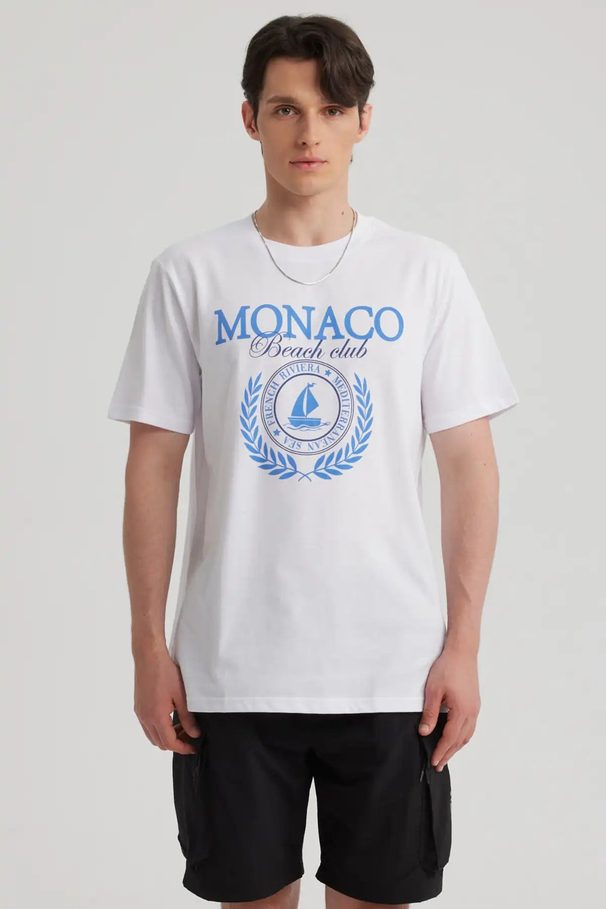 Polera Hombre Oversize Print Blanco