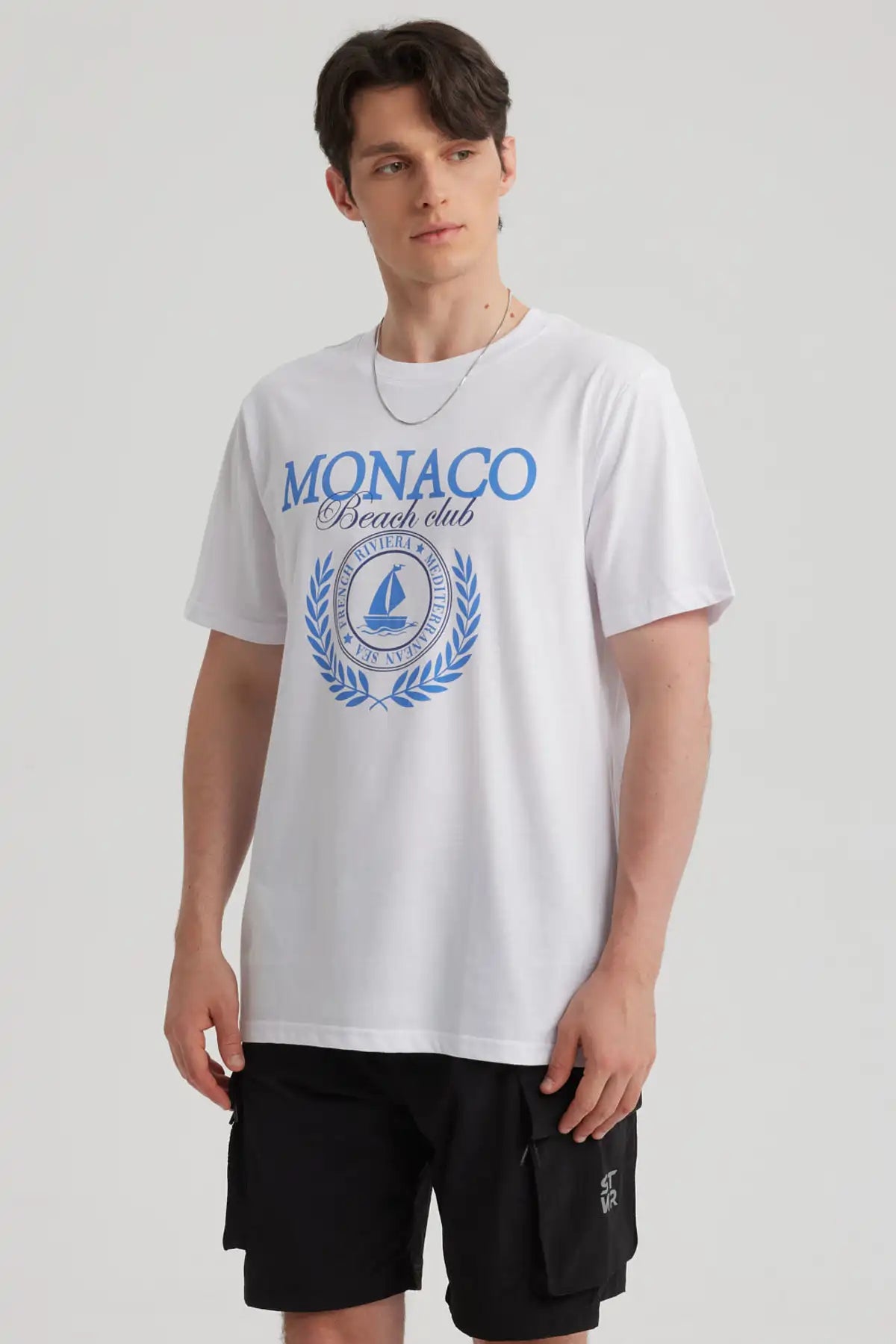 Polera Hombre Oversize Print Blanco