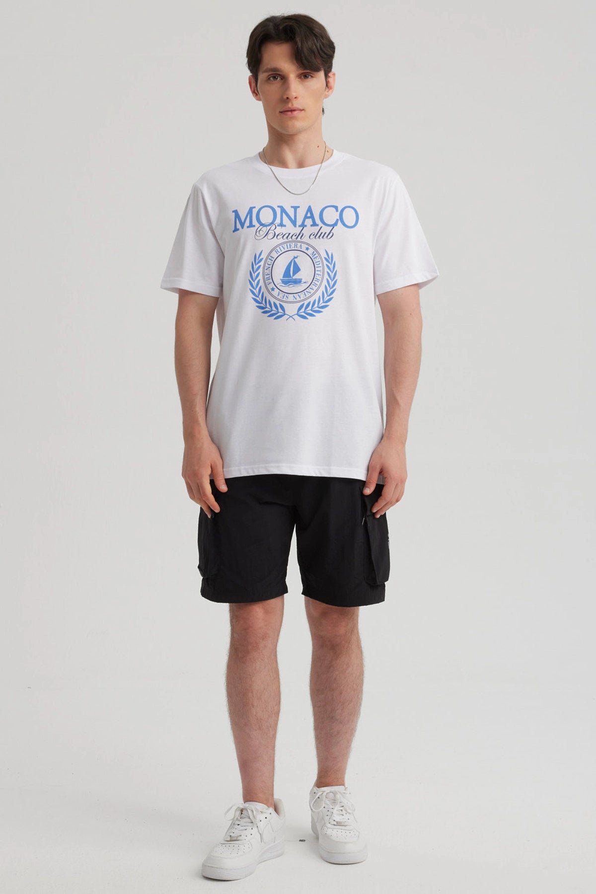 Polera Hombre Oversize Print Blanco