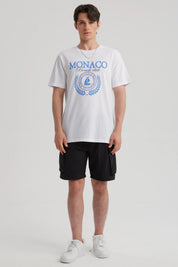 Polera Hombre Oversize Print Blanco