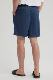 Bermuda Hombre Textura Bolsillo Trasero Azul Piedra