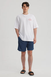 Bermuda Hombre Textura Bolsillo Trasero Azul Piedra