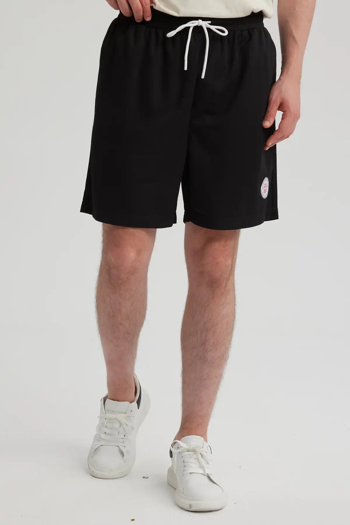 Bermuda Hombre Textura Bolsillo Trasero Negro