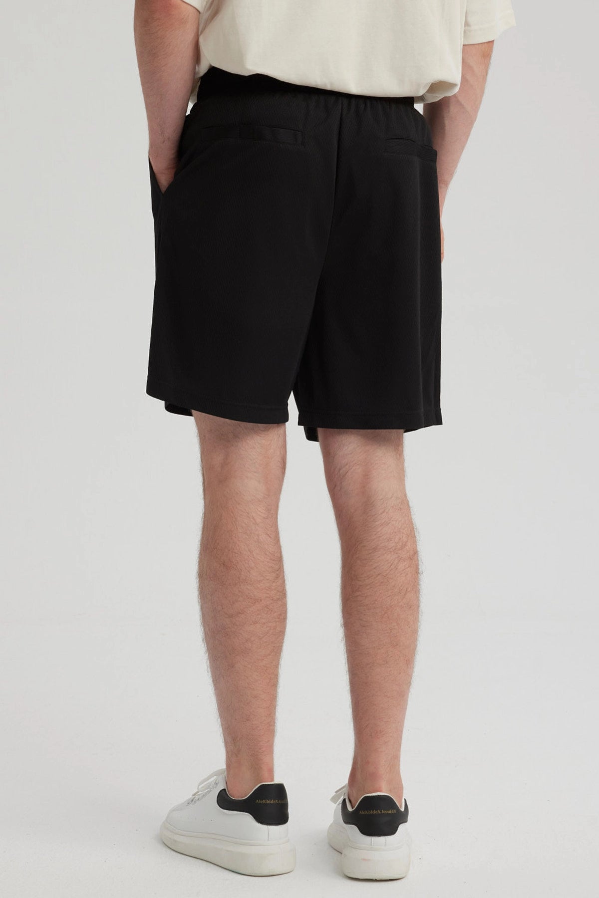 Bermuda Hombre Textura Bolsillo Trasero Negro