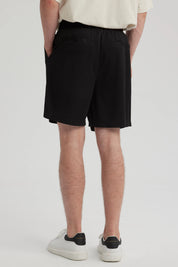 Bermuda Hombre Textura Bolsillo Trasero Negro