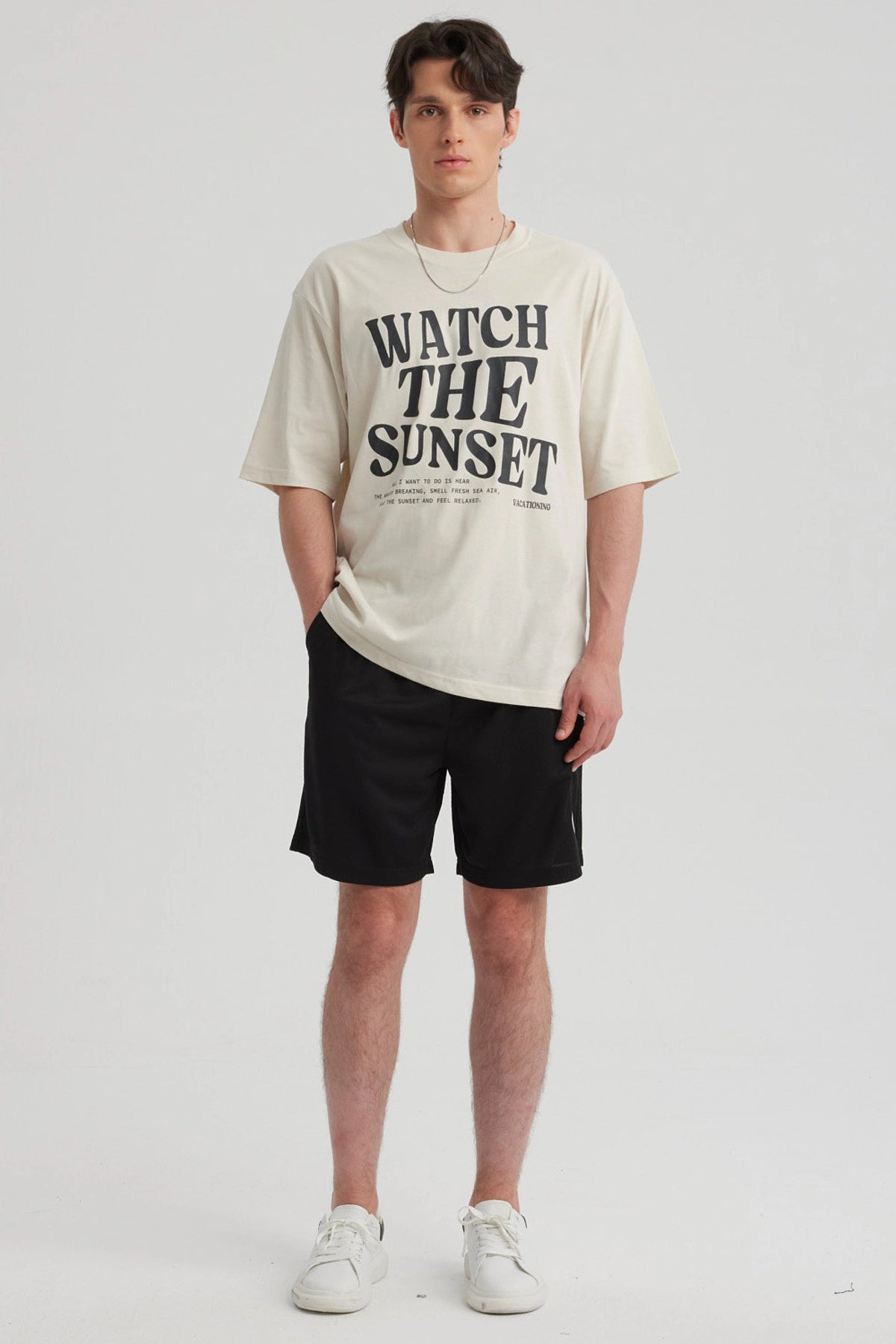 Bermuda Hombre Textura Bolsillo Trasero Negro