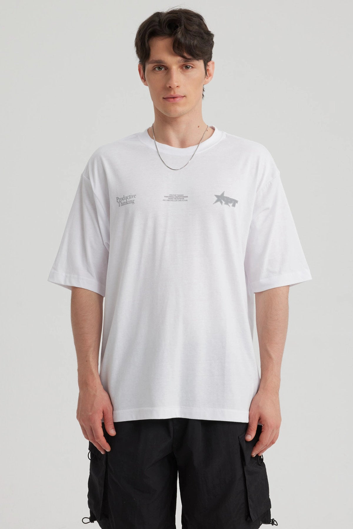 Polera Hombre Estampado Blanco