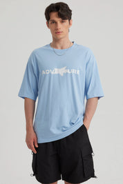 Polera Hombre Estampado Celeste