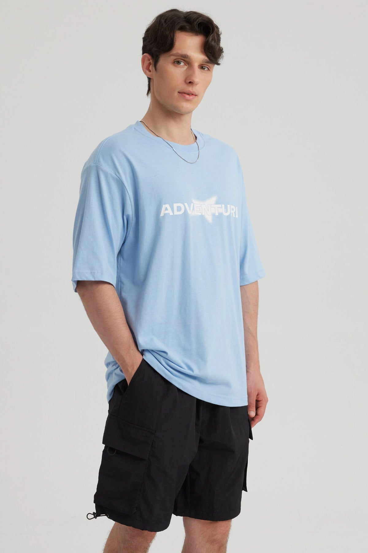 Polera Hombre Estampado Celeste