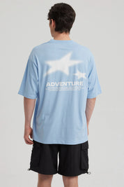 Polera Hombre Estampado Celeste